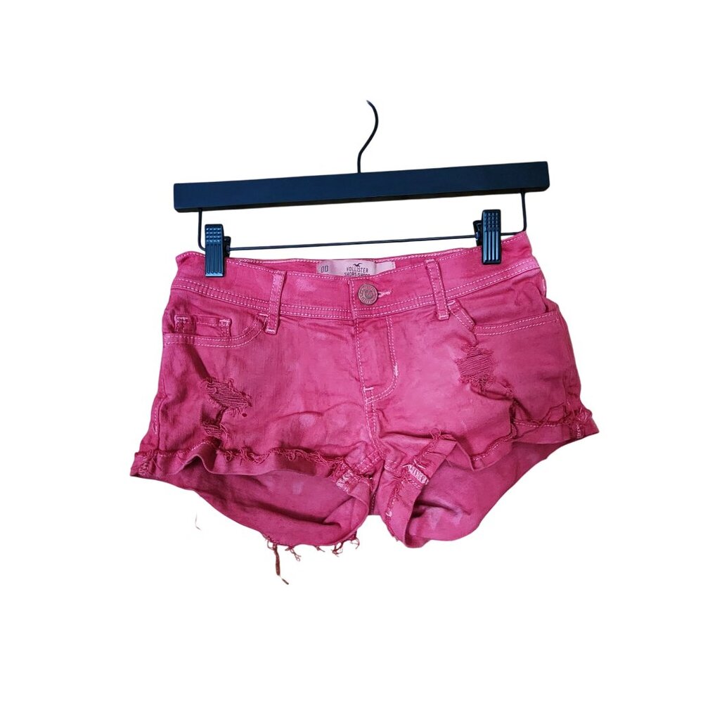Hollister Womens Low Rise Distressed Denim Short-Shorts Size 00